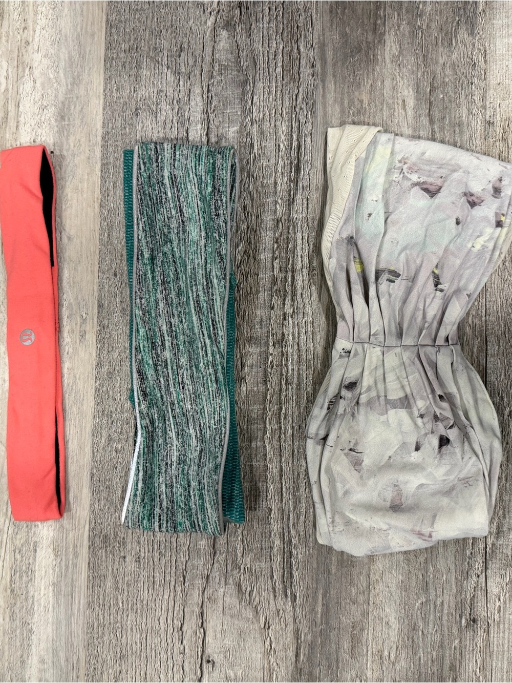 lululemon athletica Teal and Gray Stretch Headband Trio